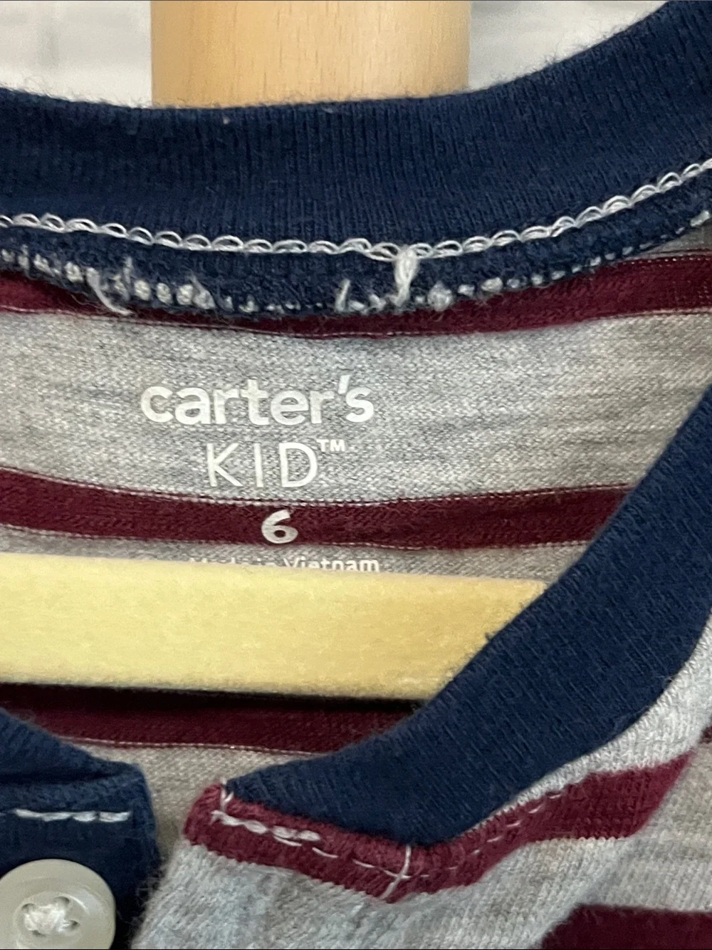 ⭐️⭐️ PICK 5 / $20 Carter's Striped Henley Tee in Burgundy, Heather Gray and Navy